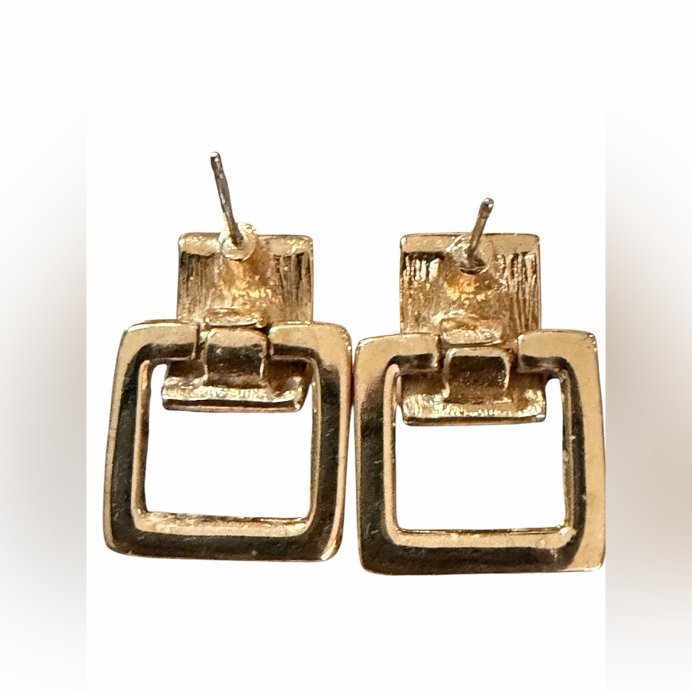 Givenchy Vintage Belt Buckle Post Back Gold Plated Earrings (For Pierced Ears) - Picture 3 of 9